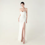 New evening dress, heavy industry beads, fish bone styling straps, waist fish tail, sexy banquet evening dress
