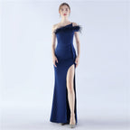 New craftsmanship Order ostrich hair party dinner performance etiquette evening dress