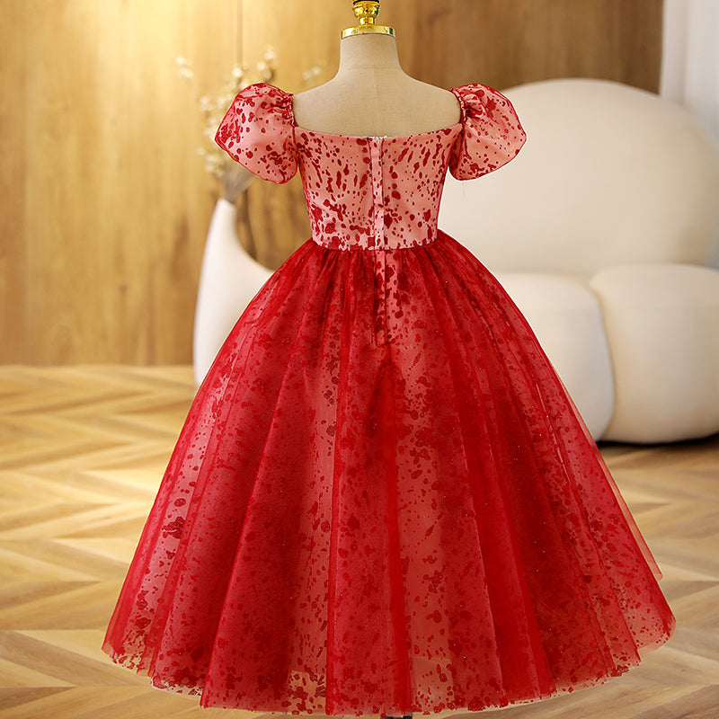 Ballkleider für Kleinkinder, Mädchen, Luxus, Festkleid, Rot, Hochzeit, Kommunion, Party, Prinzessin, Kommunionkleid 
