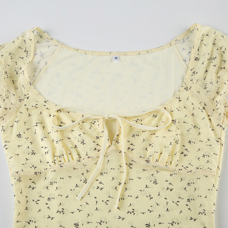 Vintage Floral Mesh Sexy Blouse