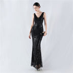 New dress positioning flower beads back beads with cape evening dress, annual meeting, performance