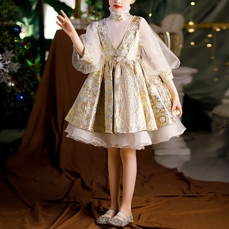 Vestido de niña de las flores para comunión, retro, con flores, estilo princesa, para fiesta de cumpleaños 