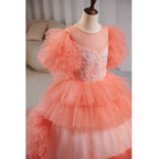 Vestido de primera comunión para niña, color rosa pastel, esponjoso, para fiesta de cumpleaños 