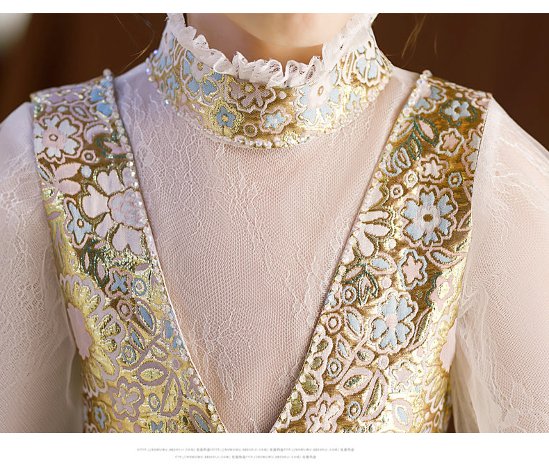 Vestido de niña de las flores para comunión, retro, con flores, estilo princesa, para fiesta de cumpleaños 