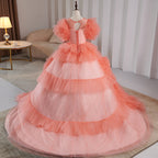 Vestido de primera comunión para niña, color rosa pastel, esponjoso, para fiesta de cumpleaños 