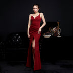 Bridal long suspender thank you banquet slim fishtail skirt wedding car model exhibition dress