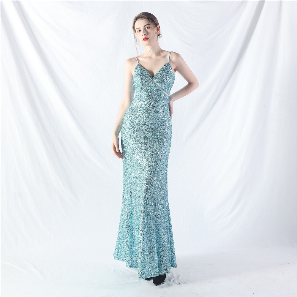 Popular A-shaped pendulum dress can be worn daily sequined long dress