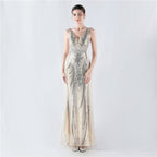 New dress positioning flower beads back beads with cape evening dress, annual meeting, performance