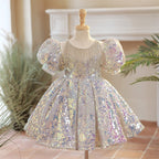 Paillettenkleid für Mädchen, Kommunionkleid, Prinzessinnenkleid für Kleinkindergeburtstage 