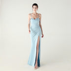 New evening dress, heavy industry beads, fish bone styling straps, waist fish tail, sexy banquet evening dress