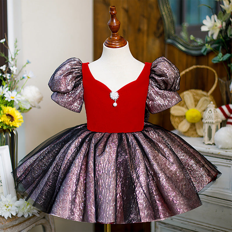 Babykleid für Mädchen, Kleinkinder, Sommerkleid, Kommunionskleid, Vintage-Kleid mit Puffärmeln, Geburtstagskleid 