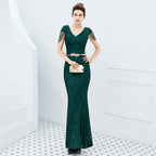 Evening dress women's new banquet temperament elegant long sequined aura queen fishtail thin