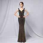 New sequined fishtail dress performance Internet celebrity event banquet etiquette evening dress
