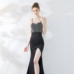 Evening dress host evening dress night show long fishtail suspender dress banquet car model long dress