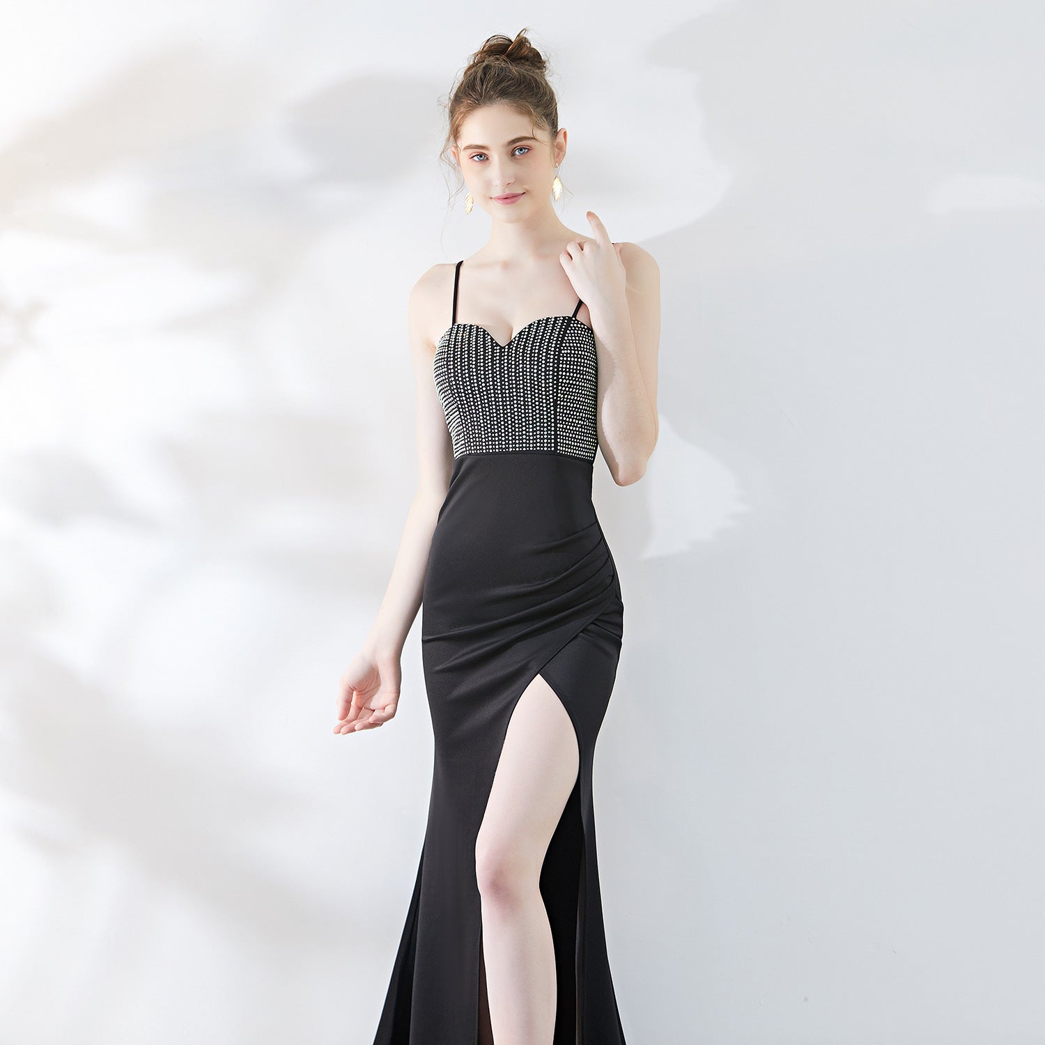 Evening dress host evening dress night show long fishtail suspender dress banquet car model long dress