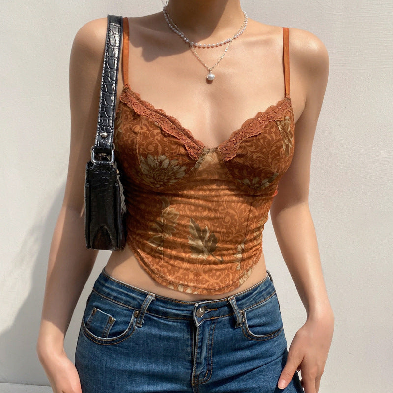 Vintage Lace Maple Print Cami Top