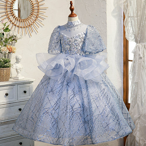 Flauschiges Paillettenkleid für Mädchen – Geburtstagsparty, Kommunion 