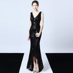 Evening dress V-neck sexy night show socialites party dress dinner dress host
