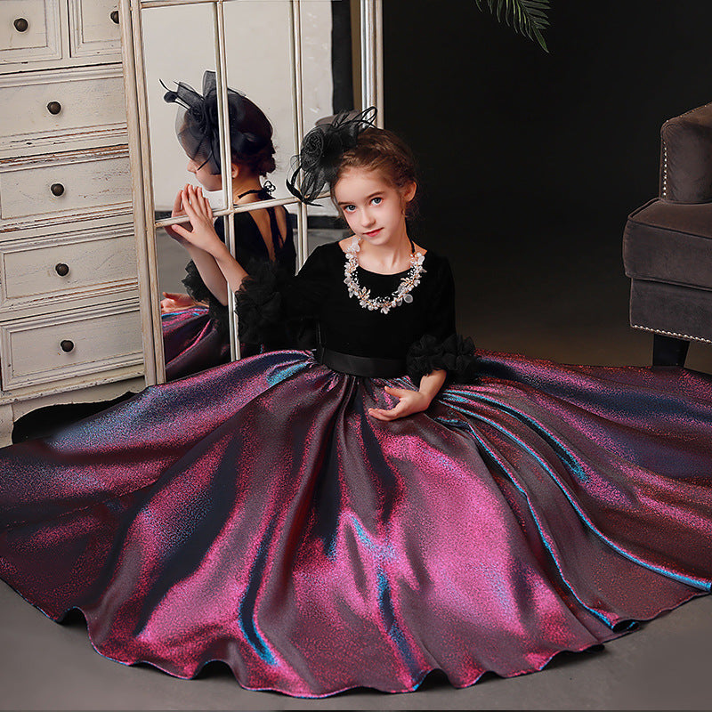 Vestido de primera comunión para niña, estilo retro, de lujo, con vuelo, para fiesta de cumpleaños y desfile. 
