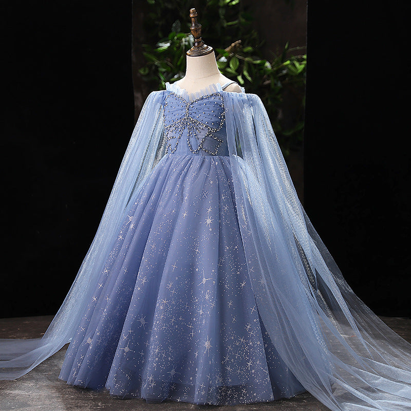 Ballkleider für Kleinkinder, Blumenmädchen, Sommer, Blau, formell, Grau, bauschig, Kommunion, Prinzessinnenkleid 