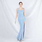 Formal settings fleece bead sheet handmade beaded long evening dress