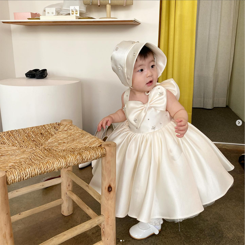 Vestido de niña de las flores para bautizo, comunión, bautizo, sin mangas, para fiesta de cumpleaños 