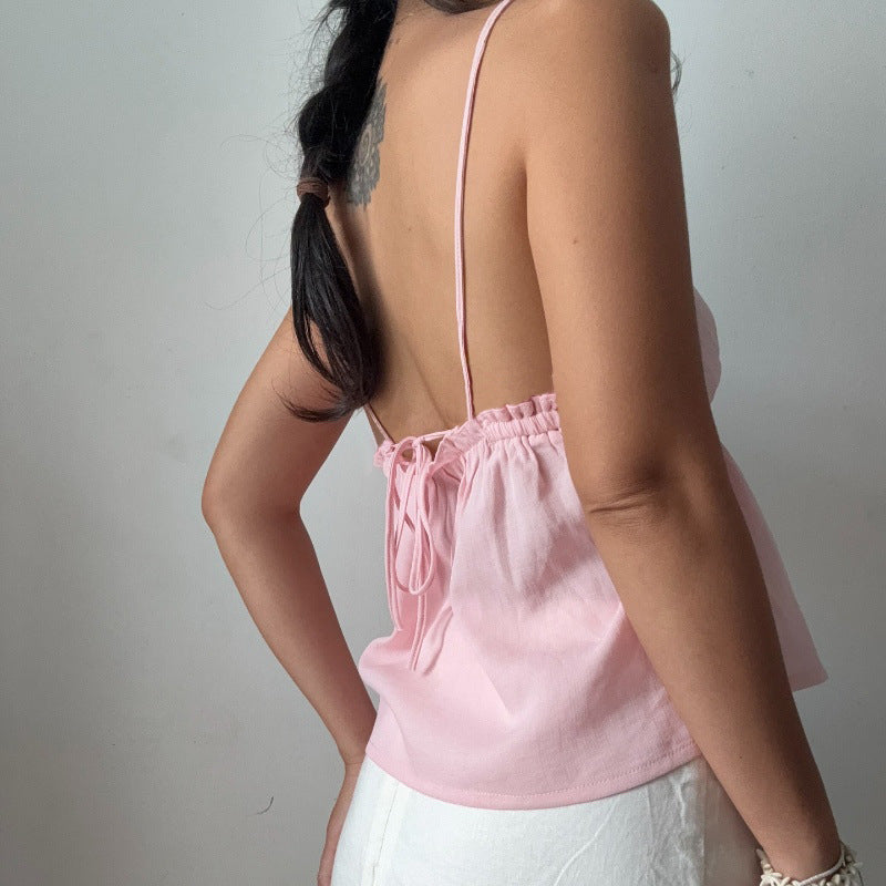 Sexy Solid Slim Tie Cami Top