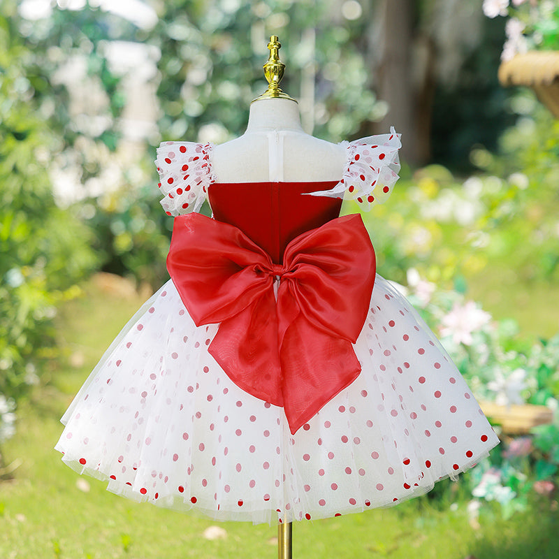 Babykleid für Mädchen, Kleinkind, gepunktet, Gartenkleid, Hochzeit, Kommunion, Prinzessinnenkleid 