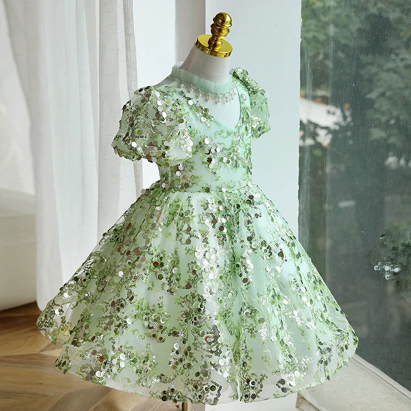 Niedliches Paillettenkleid für Babys und Kleinkinder – Weihnachtskleid, Festkleid für Kleinkinder, Kommunionkleid, Prinzessinnenkleid 