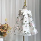 Baby Girl Dress Toddler Birthday Party Flower Printing Bow Communion Dress