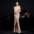 Bridal long suspender thank you banquet slim fishtail skirt wedding car model exhibition dress