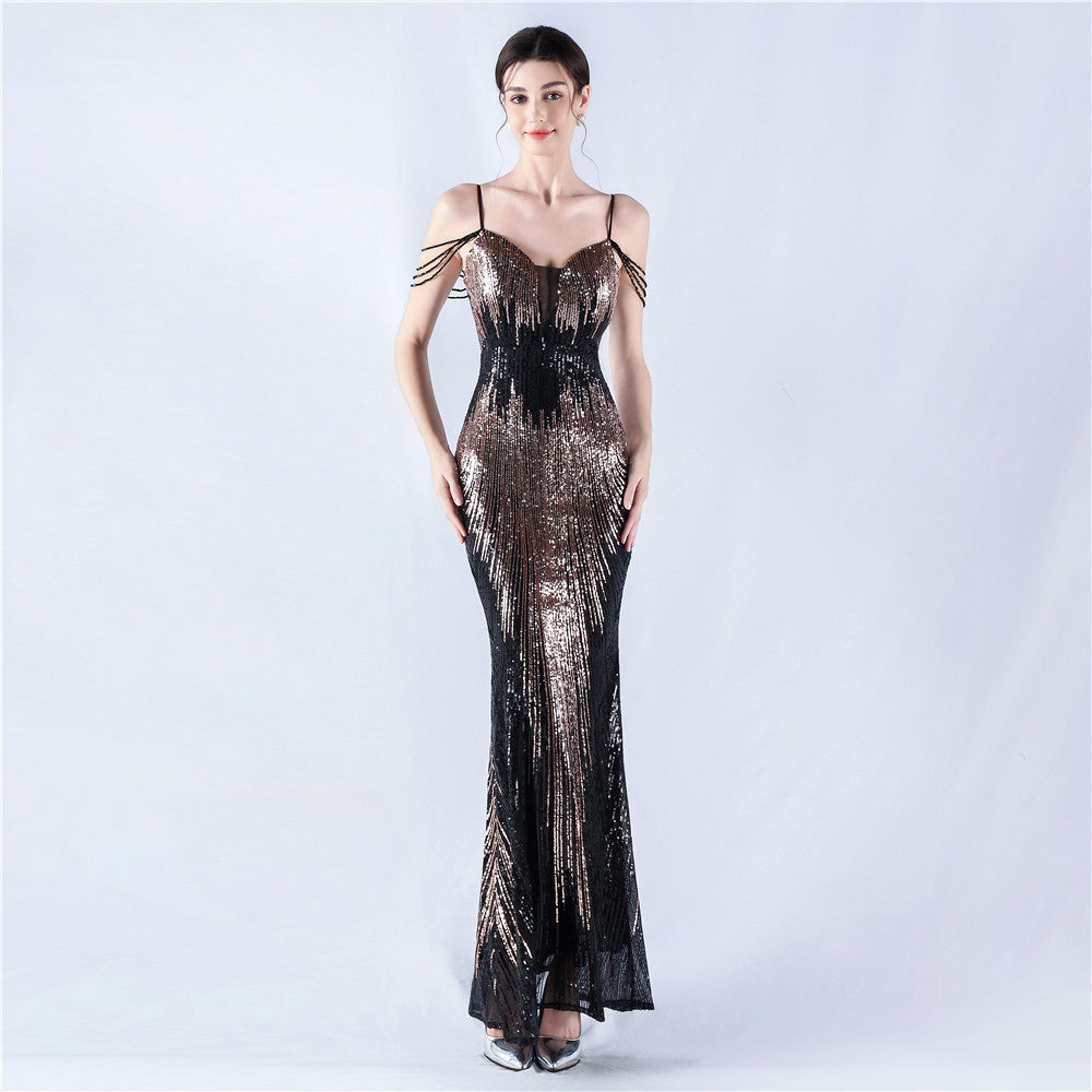 New dress positioning flower bead sheet craft bead suspender evening dress