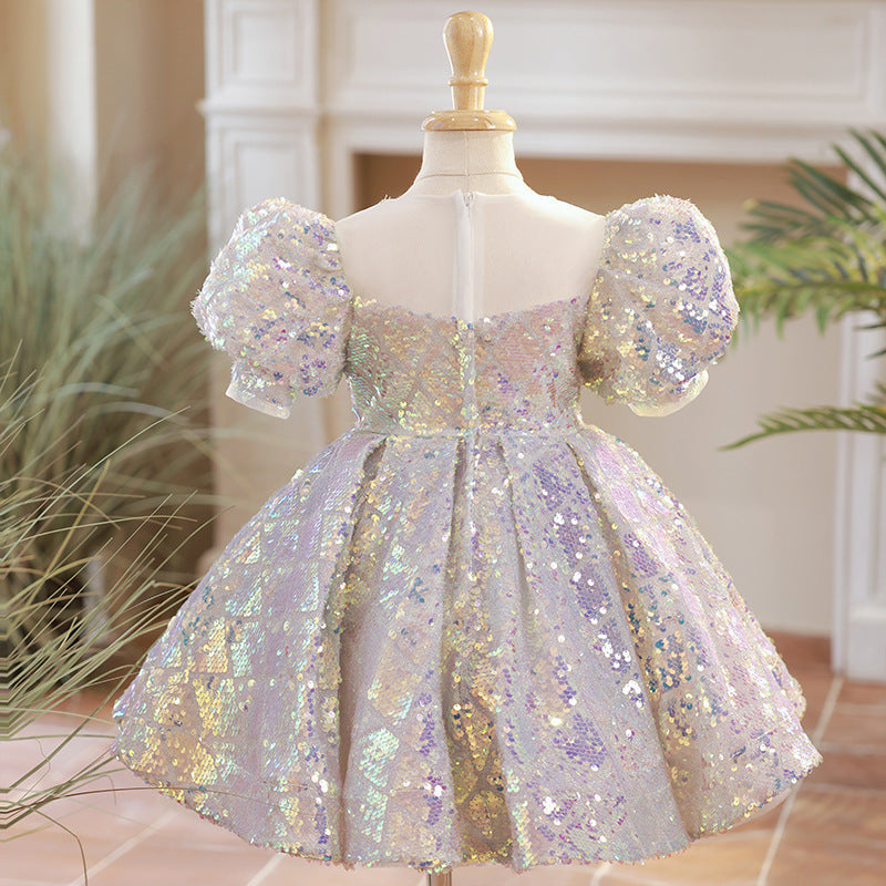 Paillettenkleid für Mädchen, Kommunionkleid, Prinzessinnenkleid für Kleinkindergeburtstage 