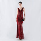 New dress positioning flower beads back beads with cape evening dress, annual meeting, performance