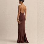 Ruffle Cowl Neck Bodycon Maxi Dress