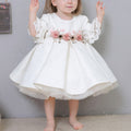 Blumenmädchenkleid, Kleinkind-Kommunionkleid, formelles weißes Kleid mit Schleife und Spitze, Taufkleid 