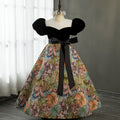 Baby Girl Dress Flower Girl Princess Communion Vintage Print Puff Sleeve Birthday Party Dress