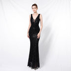 New sequined fishtail long dress performance event banquet car model etiquette evening dress