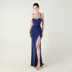 New evening dress, heavy industry beads, fish bone styling straps, waist fish tail, sexy banquet evening dress