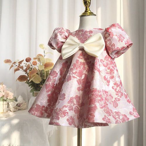 Vestido con lazo de flores para niña, primera comunión, fiesta de cumpleaños 