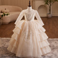 Vestido de niña de las flores para comunión, princesa, lentejuelas, pastel, vestido de lujo 