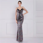 New sequined fishtail long dress performance Internet celebrity event banquet car model etiquette evening dress