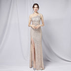 Heavy Craft Colorful Beads Celebrities Party Party Dress Sexy Long Skinny Toast Bride