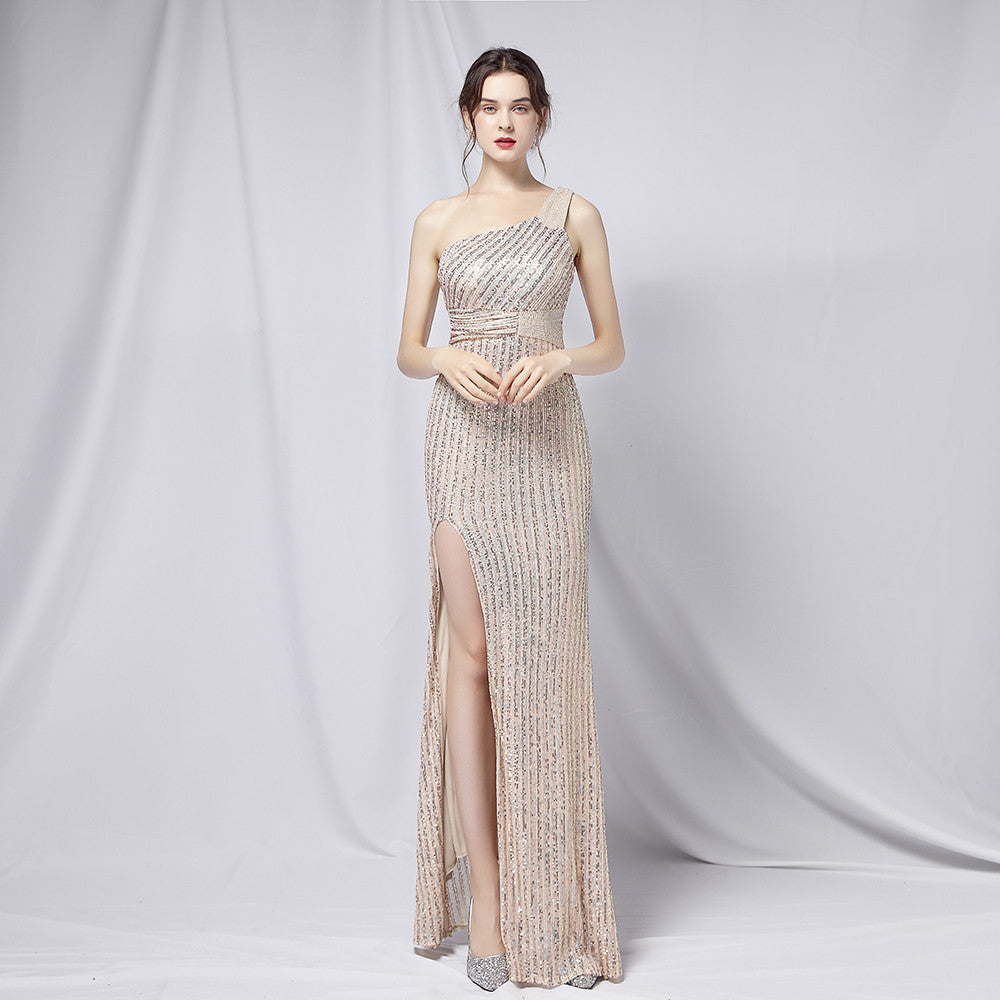Heavy Craft Colorful Beads Celebrities Party Party Dress Sexy Long Skinny Toast Bride