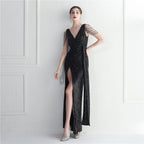 Handmade beaded dress celebrity car model dinner performance long evening dress
