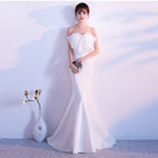 Evening dress long new sexy banquet host tube top fishtail thin short dress women