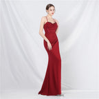 Court fish bone vest waist heavy industry craftsmanship beaded tube top sling high-end evening dress