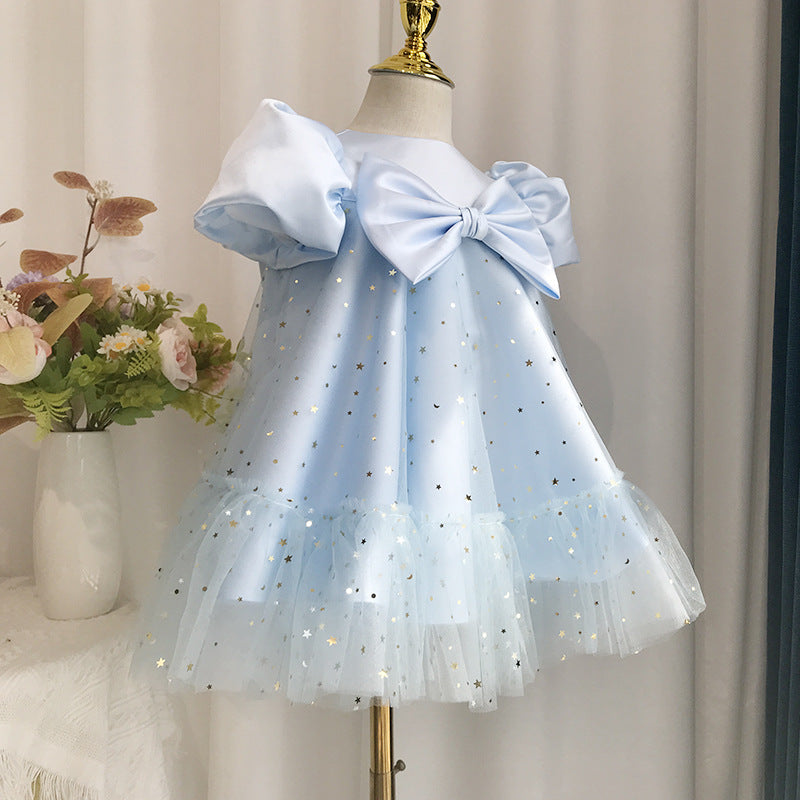 Elegante vestido de princesa con lentejuelas para primera comunión de niñas pequeñas, vestido de cumpleaños para niñas pequeñas 