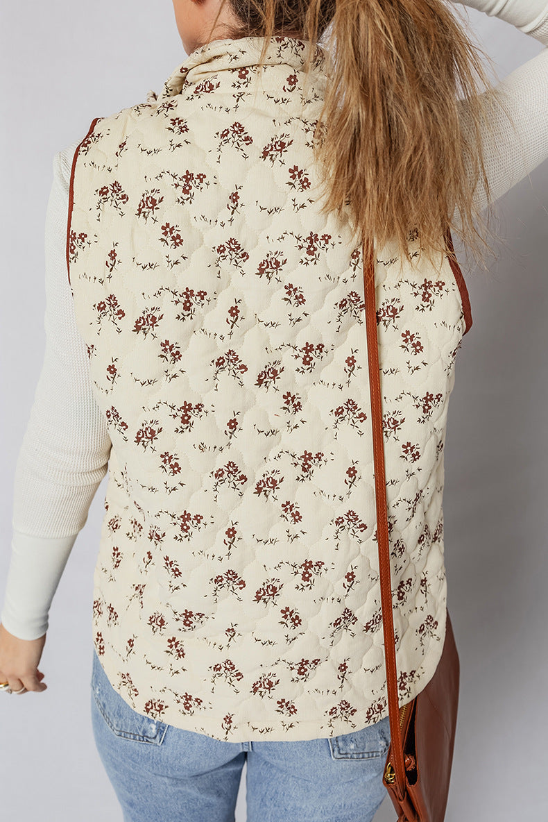 Romantic Floral Color Block Vest