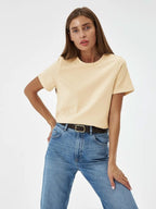 Minimalist Casual Solid Crew Neck T-shirt